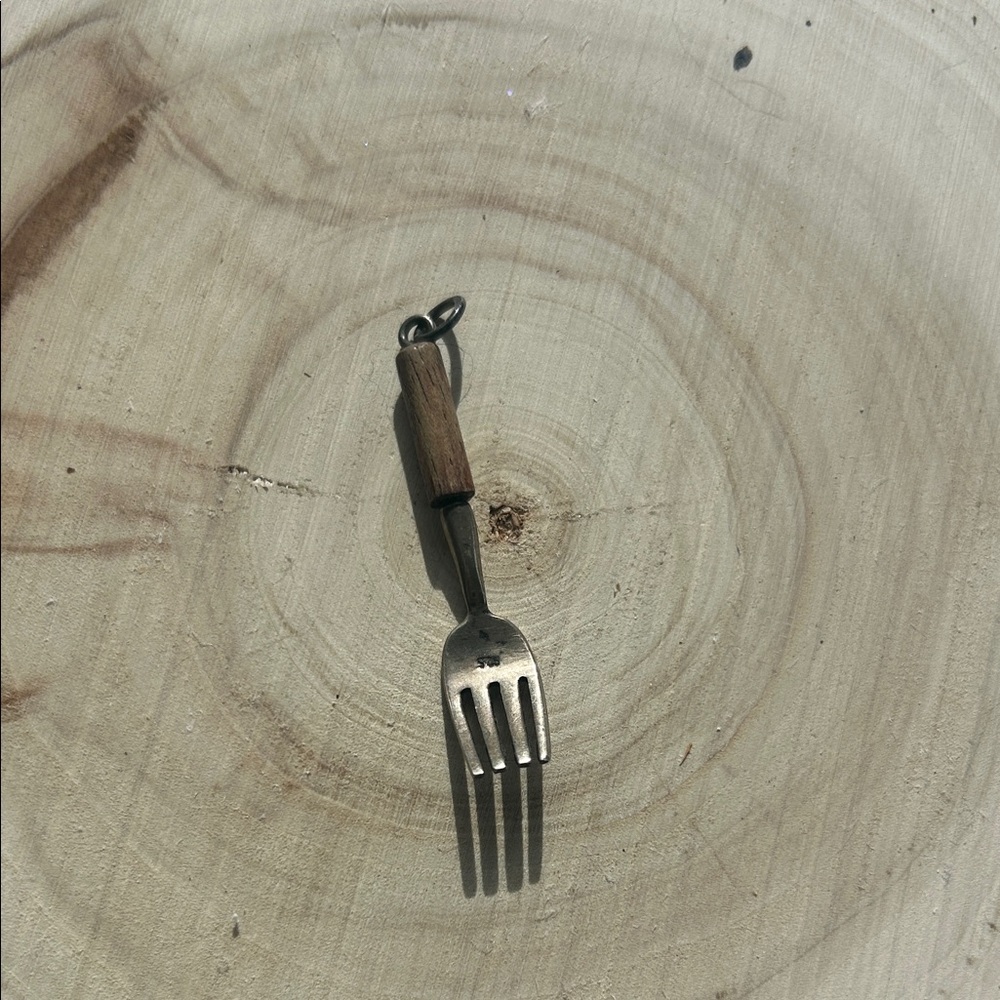 Silver and Brown Fork Brooch